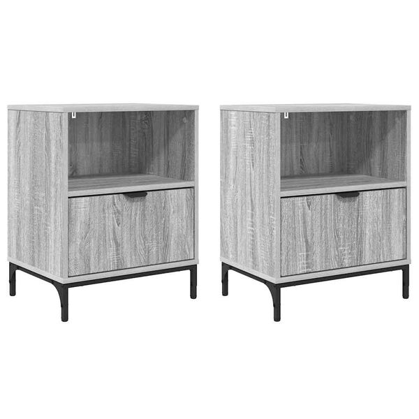 vidaXL Nachtkastje 2 pcs Grijs sonoma 49 x 36 x 61 cm Bewerkt hout