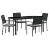 vidaXL Tuin eettafelset 5 st Zwart en Licht Grijs PE Rattan