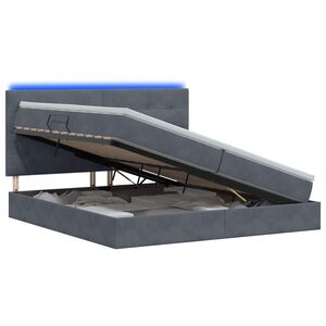vidaXL LED Opslagbed met Matras Donkergrijs 200 x 200 cm Fluweel
