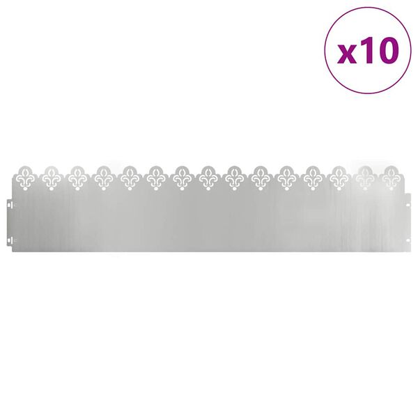 vidaXL Gazonranden 10 pcs Zilver 103 x 0,05 x 22 cm