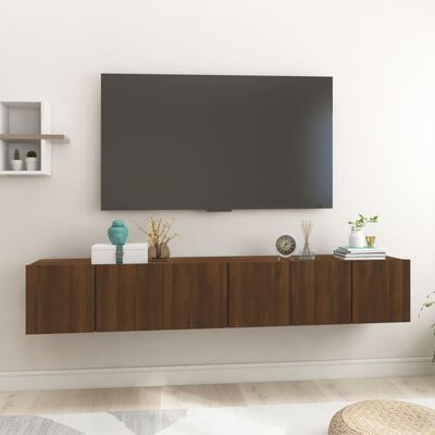 vidaXL Tv-hangmeubels 3 st 60x30x30 cm bewerkt hout bruineikenkleurig