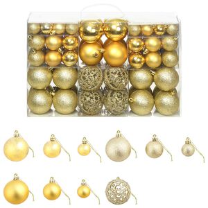 vidaXL 100-delige Kerstballenset 3/4/6 cm goudkleurig