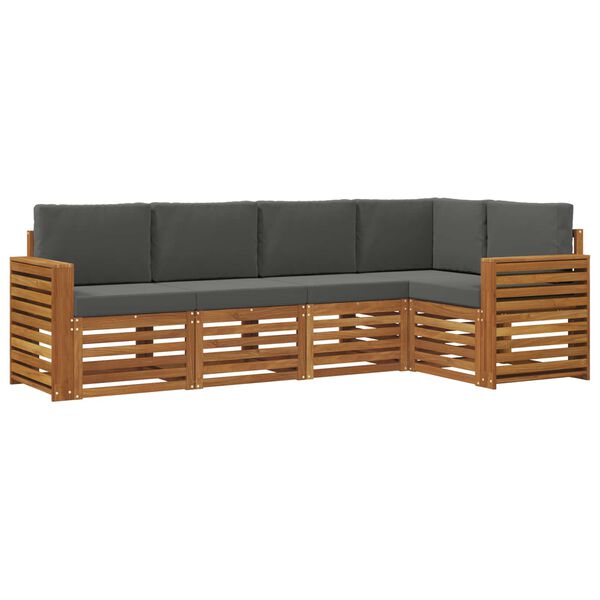 vidaXL Sofa-Sets 5 pcs Natuurlijk en Antraciet Massief Acaciahout