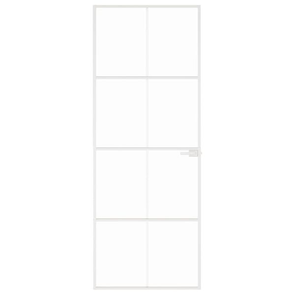vidaXL Binnendeur 76x201,5 cm gehard glas en aluminium smal wit