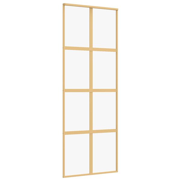vidaXL Schuifdeur 76x205 cm helder ESG-glas en aluminium goudkleurig