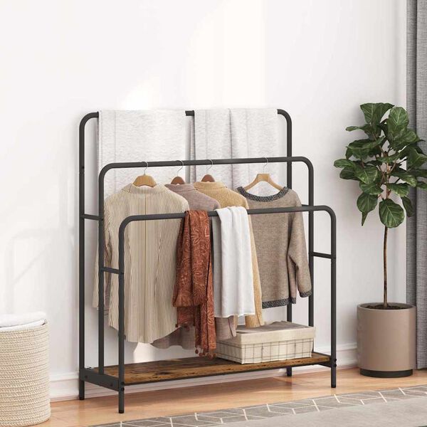 vidaXL Kledingrek met plank Oudhout 90 x 30 x 100,5 cm Bewerkt hout