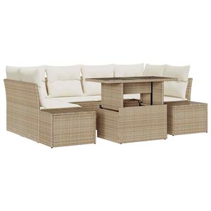 vidaXL Tuin Sofa Set 7 st Beige en Cr&egrave;me
