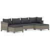 vidaXL 6-delige Loungeset met kussens poly rattan grijs