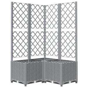 vidaXL Plantenbak met latwerk 80x80x136 cm polypropeen lichtgrijs