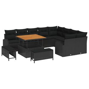 vidaXL Tuin Sofa Set 12 st 11-Aantal zitplaatsen Zwart