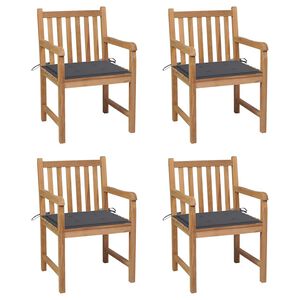 vidaXL Tuinstoelen 4 st met antracietkleurige kussens massief teakhout