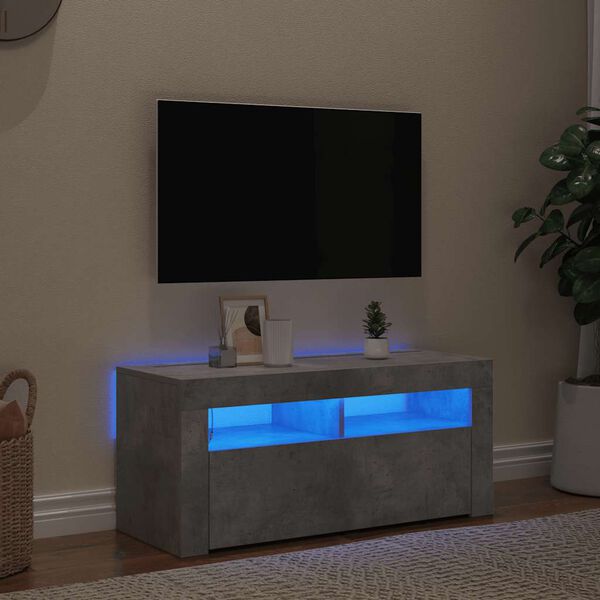 vidaXL Tv-meubel met LED-verlichting 90x35x40 cm betongrijs