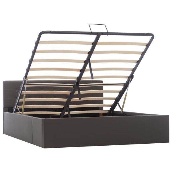 vidaXL Bedframe met opslag hydraulisch kunstleer grijs 140x200 cm