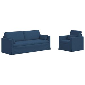 vidaXL Bankstel 2 pcs Blauw 198 x 78 x 80 cm Stof