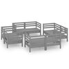 vidaXL 8-delige Loungeset massief grenenhout grijs
