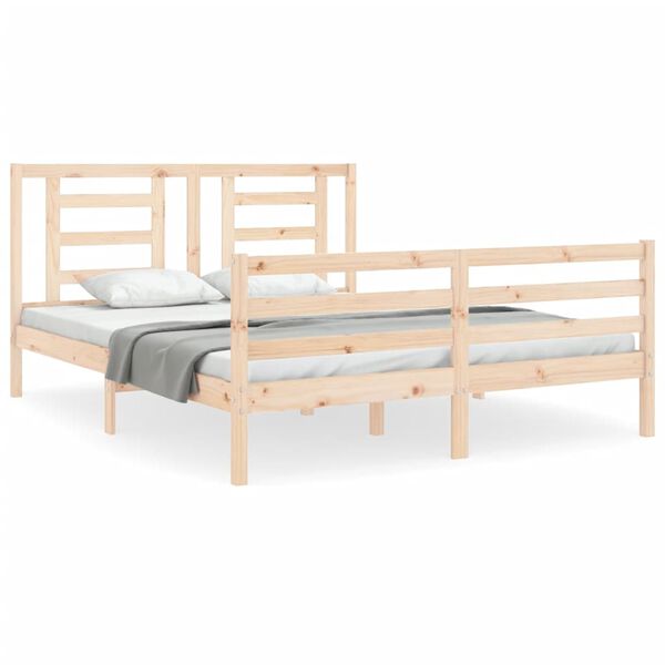 vidaXL Bedframe met hoofdbord massief hout