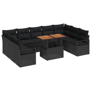 vidaXL Tuin Sofa Set met kussen 10 pcs Zwart en Bruin