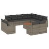 vidaXL 13-delige Loungeset met kussens poly rattan grijs