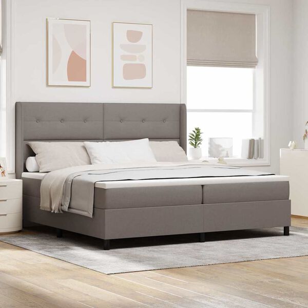vidaXL LED Box Spring Bed met matras Taupe 200 x 200 cm Stof