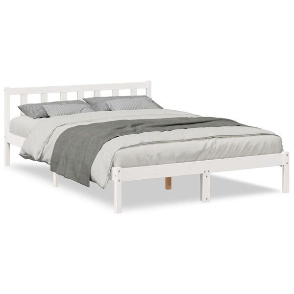vidaXL Bedframe extra lang zonder matras grenenhout wit 140x220 cm