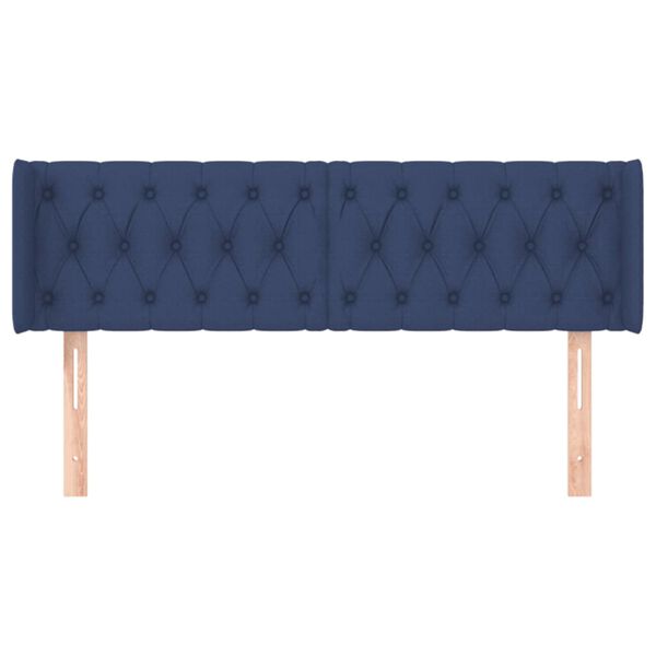 vidaXL Hoofdbord met randen 147x16x78/88 cm stof blauw