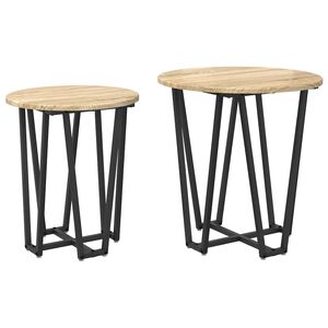 vidaXL Bijzettafelset 2 pcs Sonoma Eiken en Zwart