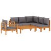 vidaXL 5-delige Loungeset met kussens massief acaciahout