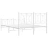 vidaXL Bedframe met hoofd- en voeteneinde metaal wit 135x190 cm