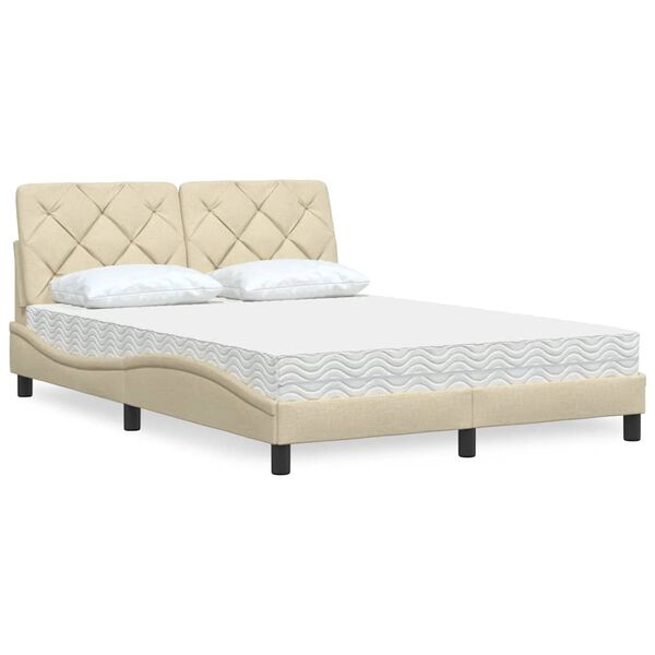 vidaXL Bed met matras stof cr&egrave;mekleurig 120x200 cm