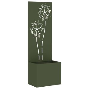 vidaXL Tuin Privacy Screen Bloemen Olijfgroen 50 x 32 x 150 cm