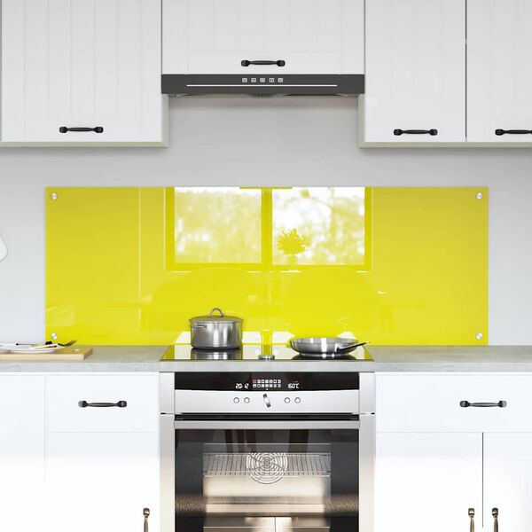 vidaXL Keuken Achterwand 2 pcs Geel 70 x 50 cm gehard glas