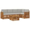 vidaXL Sofa-Sets 6 pcs Natuurlijk en Lichtgrijs Massief Acaciahout
