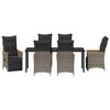 vidaXL Tuin eettafelset met kussen 7 pcs Grijs poly rattan