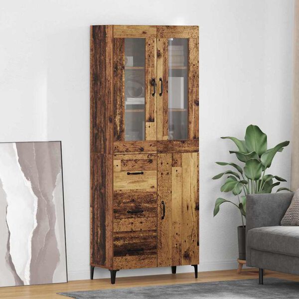 vidaXL Highboard met lade Oud Hout 69,5 x 34 x 180 cm Bewerkt hout