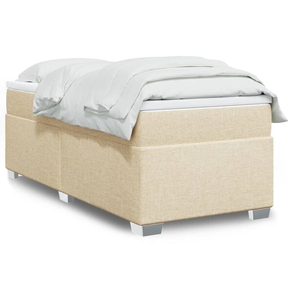 vidaXL Boxspring met matras stof cr&egrave;mekleurig 90x190 cm