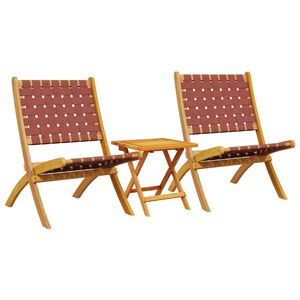 vidaXL Set van 2 klapstoelen met tafel, rood, massief hout