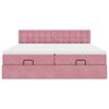 vidaXL Ottoman bed met matrassen en LED's 160x200cm fluweel roze