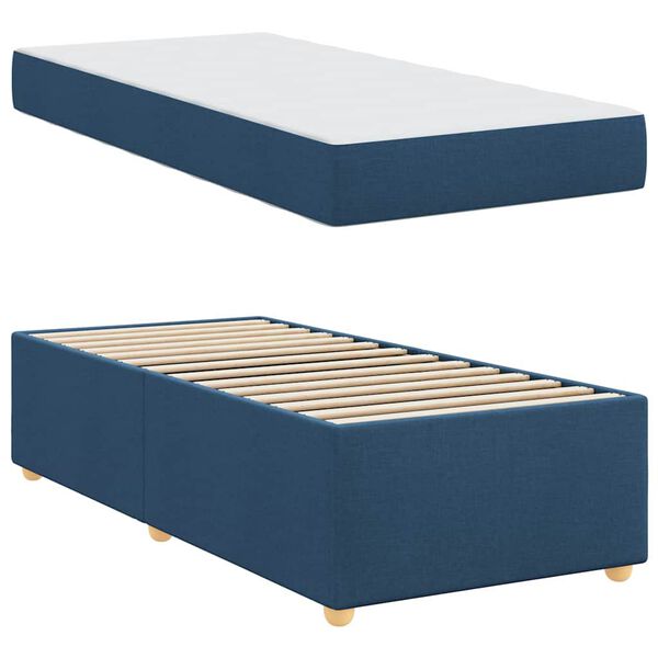 vidaXL Bedframe met matras Blauw 100 x 200 cm Stof
