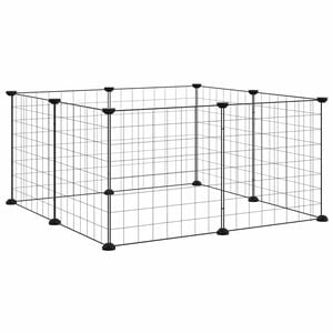 vidaXL Huisdierkooi met 8 panelen, zwart, 70x70x35 cm, staal