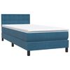 vidaXL Boxspring met matras en LED fluweel donkerblauw 90x210 cm