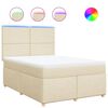 vidaXL Boxspring met matras stof cr&egrave;mekleurig 140x200 cm