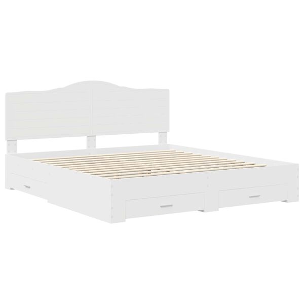 vidaXL Bedframe met hoofdeinde met lade Wit 200 x 200 cm Bewerkt hout