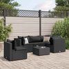 vidaXL 6-delige Loungeset met kussens poly rattan zwart