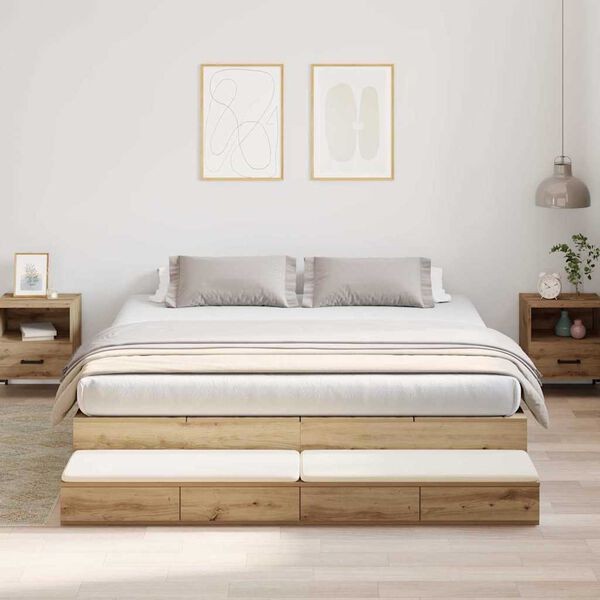 vidaXL Opbergbedframe artisanaal eikenkleurig 236.5 x 180 x 31.5 cm