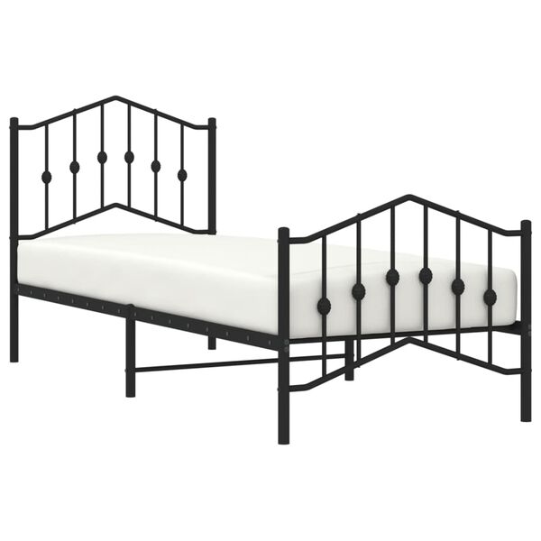 vidaXL Bedframe met hoofd- en voeteneinde metaal zwart 80x200 cm