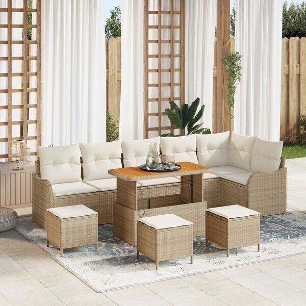 vidaXL Tuin Sofa Set 10 pcs Beige poly rattan