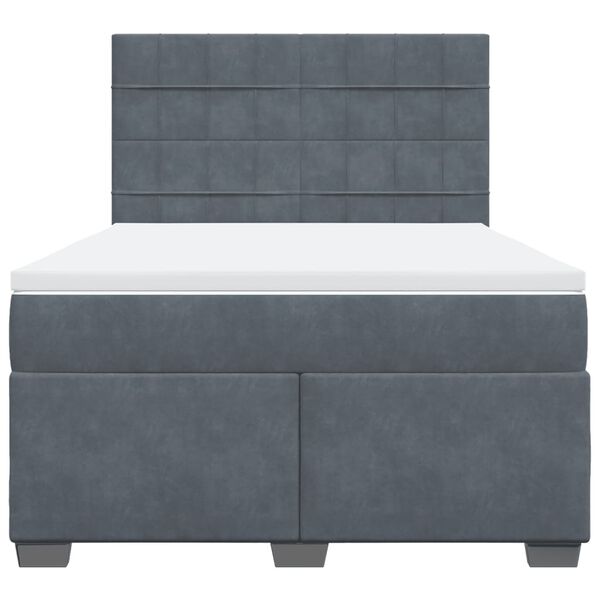 vidaXL Boxspring met matras fluweel donkergrijs 140x190 cm