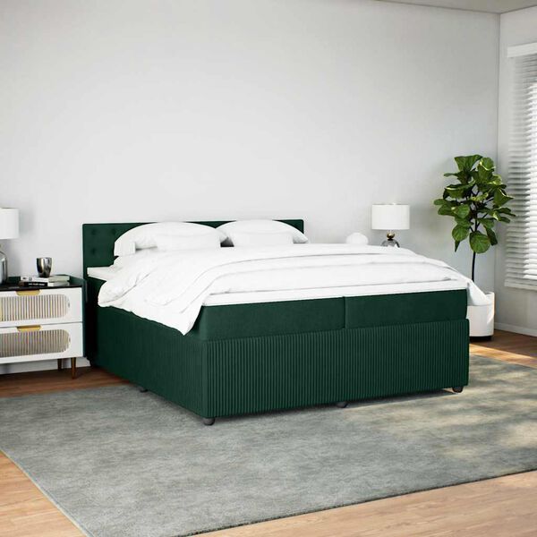 vidaXL Boxspring met matras fluweel donkergroen 200x200 cm