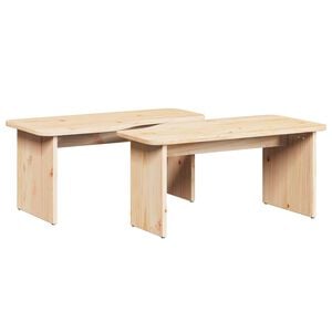 vidaXL Salontafel 2 pcs Naturel Massief grenenhout