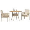 vidaXL Tuin eettafelset 3 pcs Beige poly rattan